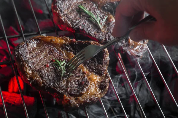 Pieces Marbled Beef Grill — Stock Photo, Image