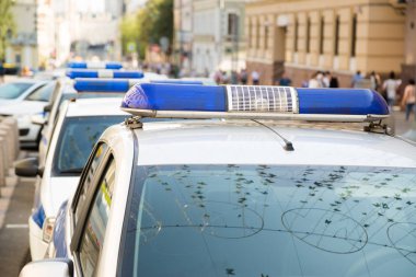 Polis arabaları şehrin sokaklarında