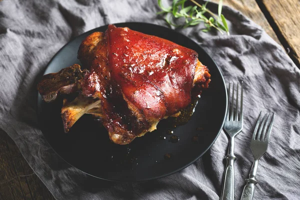 Baked Pork Knuckle Herbs — Stock Photo, Image