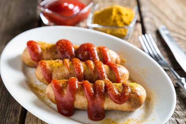 Curry Wurst German Sausages Ketchup Curry — Stock Photo, Image