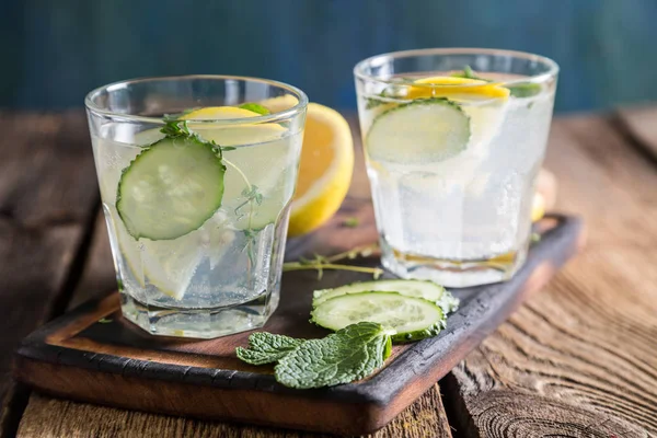 Detox water with lemon and cucumber