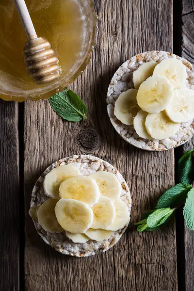 Hälsosam Smörgås Med Honung Och Banana Bröd — Stockfoto