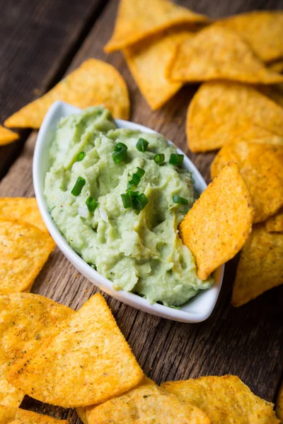 Salsa Guacamole Nachos Chips — Foto de Stock