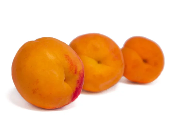 Three Apricots Close Isolated White Background — Stock Photo, Image