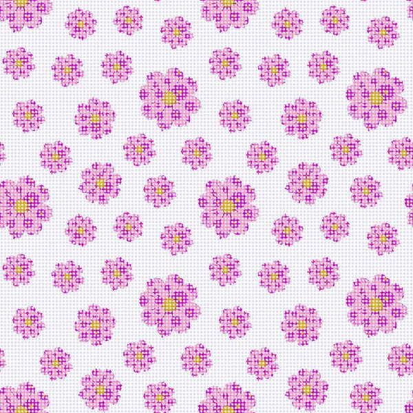 Nahtloses Muster Mit Blumen Auf Weißem Hintergrund Rosa Blüten — Stockfoto