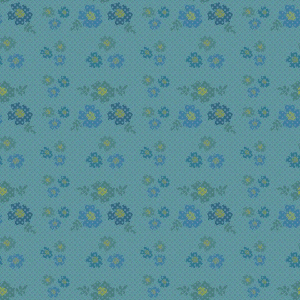 Безшовний Візерунок Квітами Синьому Тлі Квітковий Візерунок — стокове фото