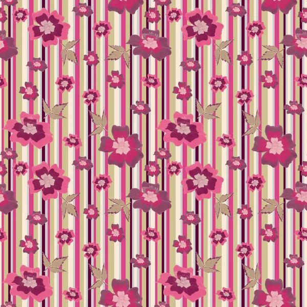 Seamless Pattern Flowers Striped Background Floral Pattern — Stock Photo, Image