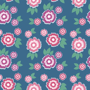 Çiçekler ile Seamless modeli. Çiçek desenli mavi bir arka plan.