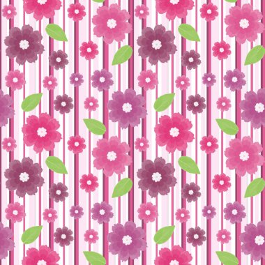 Çiçekler ile Seamless modeli. Bir şeritli arka planda bir çiçek desenli.
