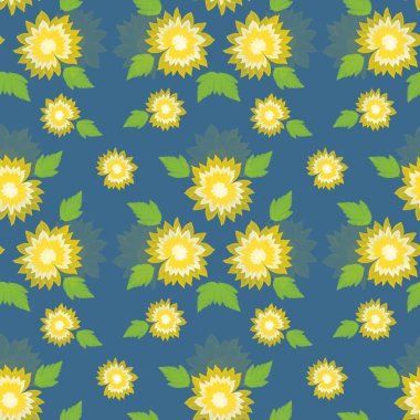 Çiçekler ile Seamless modeli. Çiçek desenli mavi bir arka plan.