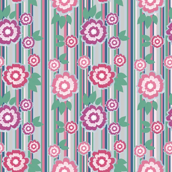 Seamless Pattern Flowers Striped Background Floral Pattern — Stock Photo, Image