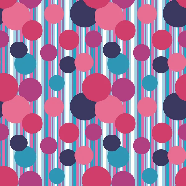 Seamless abstract pattern of circles. On a striped background, colorful circles.