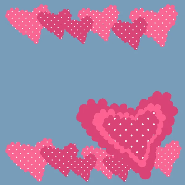 模式的心 在蓝色背景上粉红色的心 — 图库照片