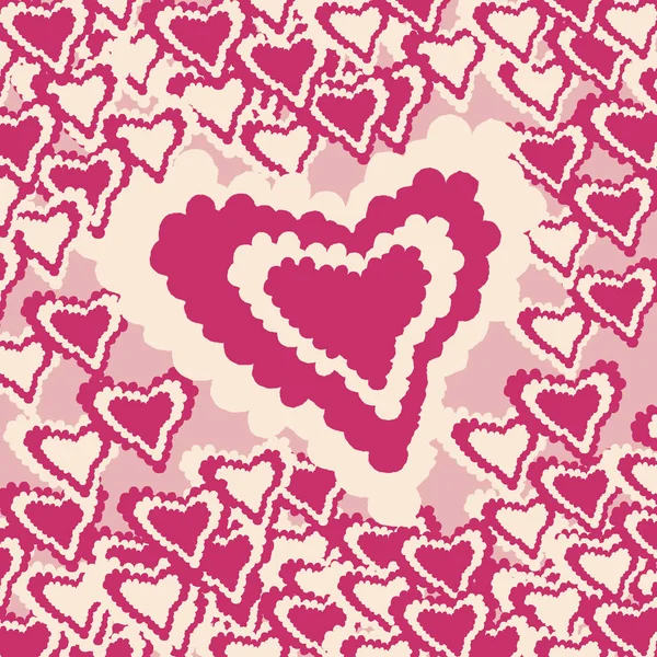 Wzór Serca Różowym Tle Dużych Małych Serc — Zdjęcie stockowe