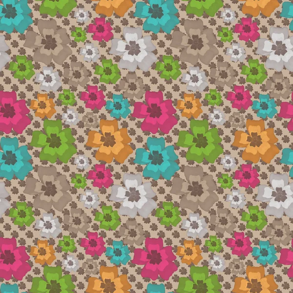Seamless Pattern Flowers Beige Background Floral Pattern — Stock Photo, Image