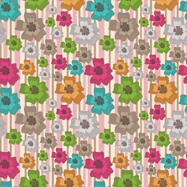 Seamless Pattern Flowers Striped Background Floral Pattern — Stock Photo, Image