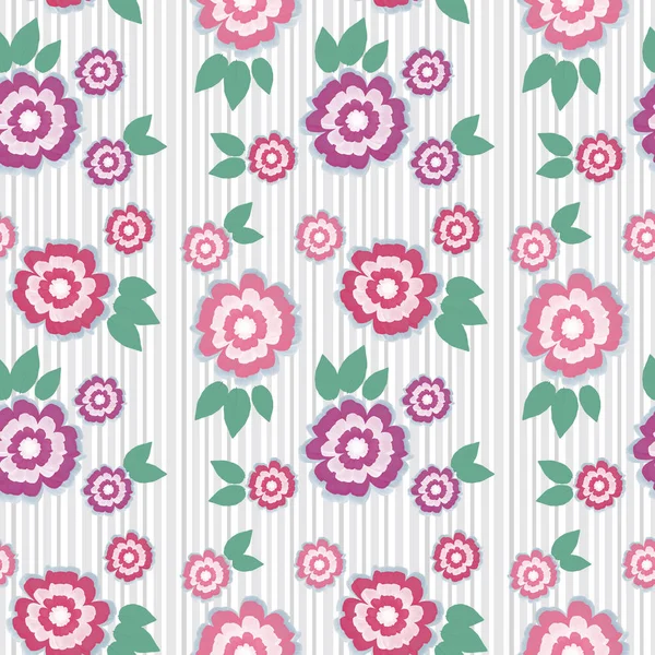 Seamless Pattern Flowers Striped Background Floral Pattern — Stock Photo, Image