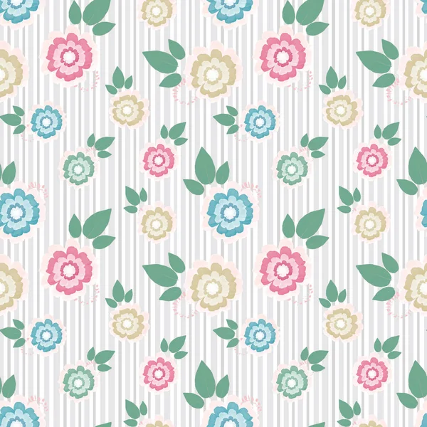 Seamless Pattern Flowers Striped Background Floral Pattern — Stock Photo, Image