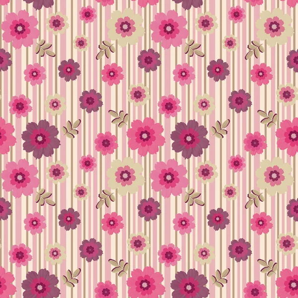 Seamless Pattern Flowers Striped Background Floral Pattern — Stock Photo, Image