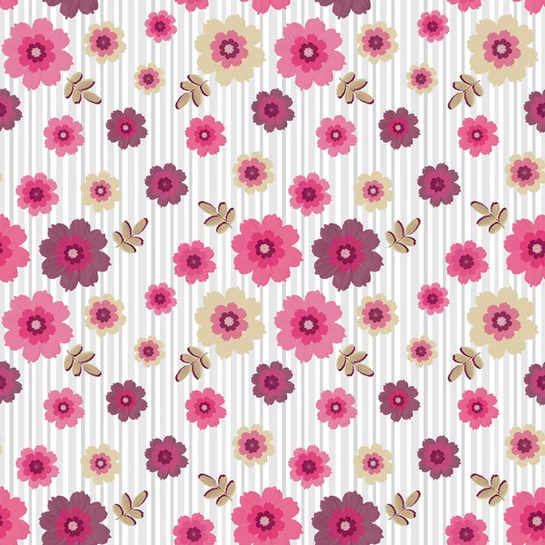 Patrón Sin Costuras Con Flores Sobre Fondo Rayado Patrón Floral — Foto de Stock