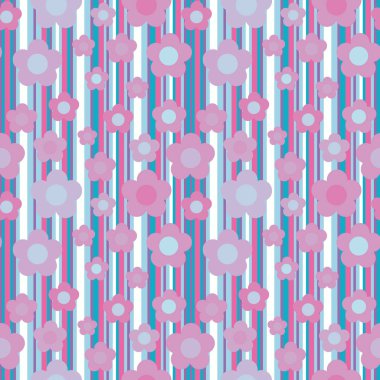 Çiçekler ile Seamless modeli. Bir şeritli arka planda bir çiçek desenli.