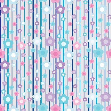 Çiçekler ile Seamless modeli. Bir şeritli arka planda bir çiçek desenli.