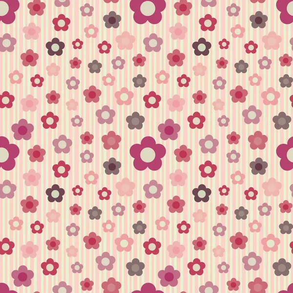 Nahtloses Muster Mit Blumen Auf Gestreiftem Hintergrund Ein Florales Muster — Stockfoto