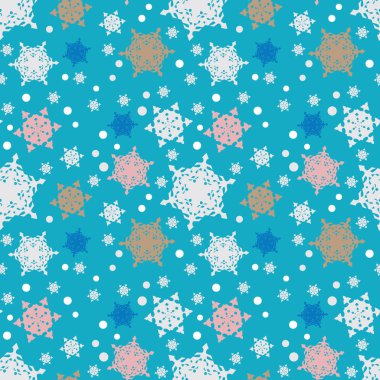 Kar taneleri bir deseni ile Dikişsiz soyut desen.