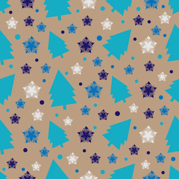 来自圣诞树和雪花图案的无缝抽象图案 — 图库矢量图片
