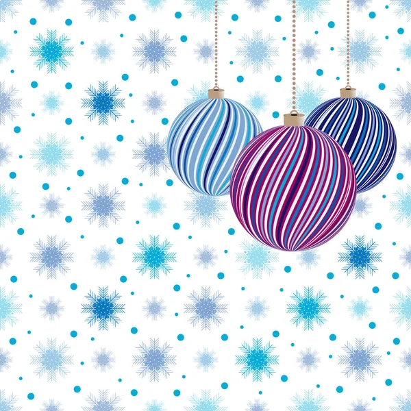 Modèle Noël Avec Image Des Boules Noël Des Flocons Neige — Image vectorielle