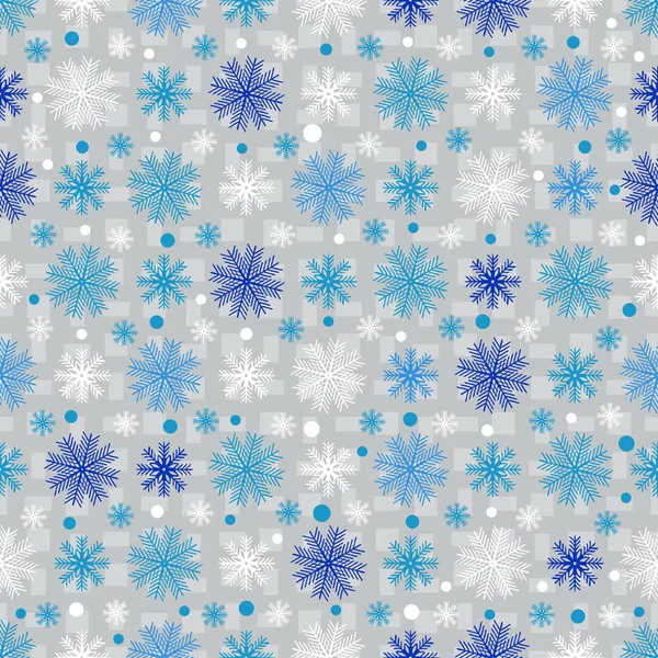 雪片のパターンでシームレスなクリスマスのパターン — ストックベクタ