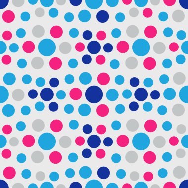 Çok renkli dairelerin geometrik desenli kusursuz soyut deseni.