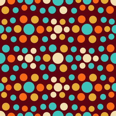 Çok renkli dairelerin geometrik desenli kusursuz soyut deseni. 