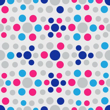 Çok renkli dairelerin geometrik desenli kusursuz soyut deseni. 