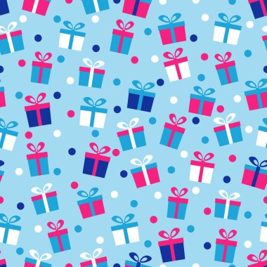 Hediye kutuları ve konfeti görüntü ile Seamless modeli.