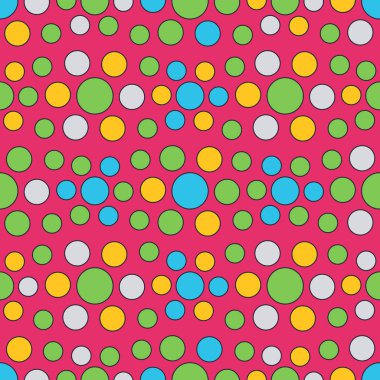 Çok renkli dairelerin geometrik desenli kusursuz soyut deseni.