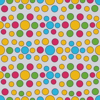Çok renkli dairelerin geometrik desenli kusursuz soyut deseni.
