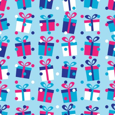 Hediye kutuları ve konfeti görüntü ile Seamless modeli.