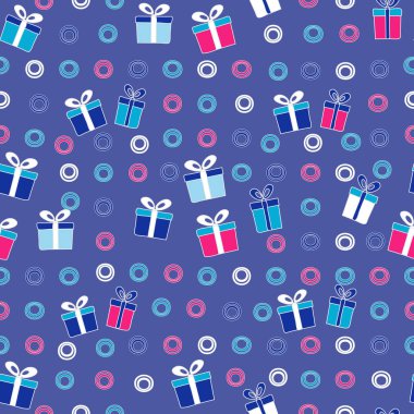 Hediye kutuları ve yüzük görüntü ile Seamless Noel modeli.