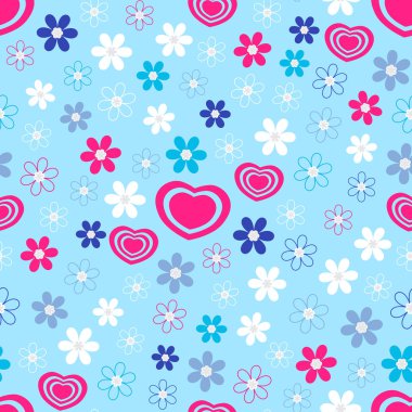 Kalpler ve çiçekler sorunsuz soyut desen.