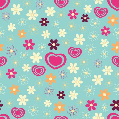 Kalpler ve çiçekler sorunsuz soyut desen.