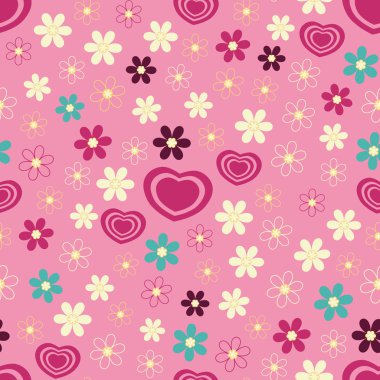 Kalpler ve çiçekler sorunsuz soyut desen.