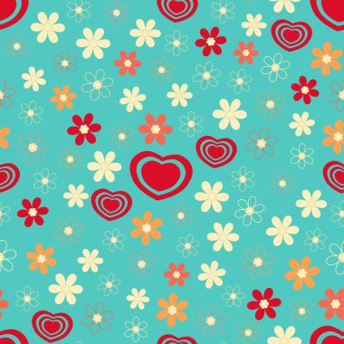 Kalpler ve çiçekler sorunsuz soyut desen.