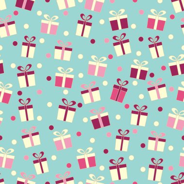 Hediye kutuları ve konfeti görüntü ile Seamless modeli.