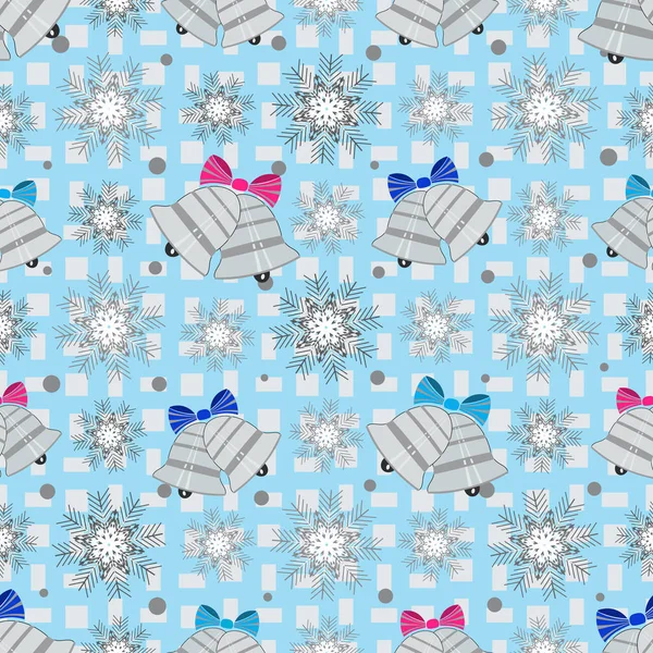 Modèle Noël Sans Couture Avec Image Cloches Flocons Neige — Image vectorielle