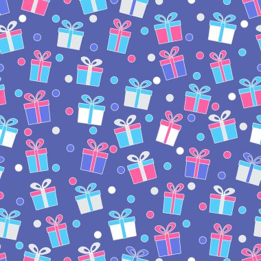 Hediye kutuları ve konfeti görüntü ile Seamless modeli.
