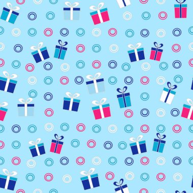 Hediye kutuları ve yüzük görüntü ile Seamless Noel modeli.