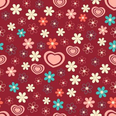 Kalpler ve çiçekler sorunsuz soyut desen.