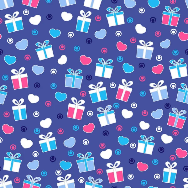 Hediye kutuları ve kalpleri görüntü ile Seamless modeli.