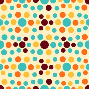 Çok renkli dairelerin geometrik desenli kusursuz soyut deseni.